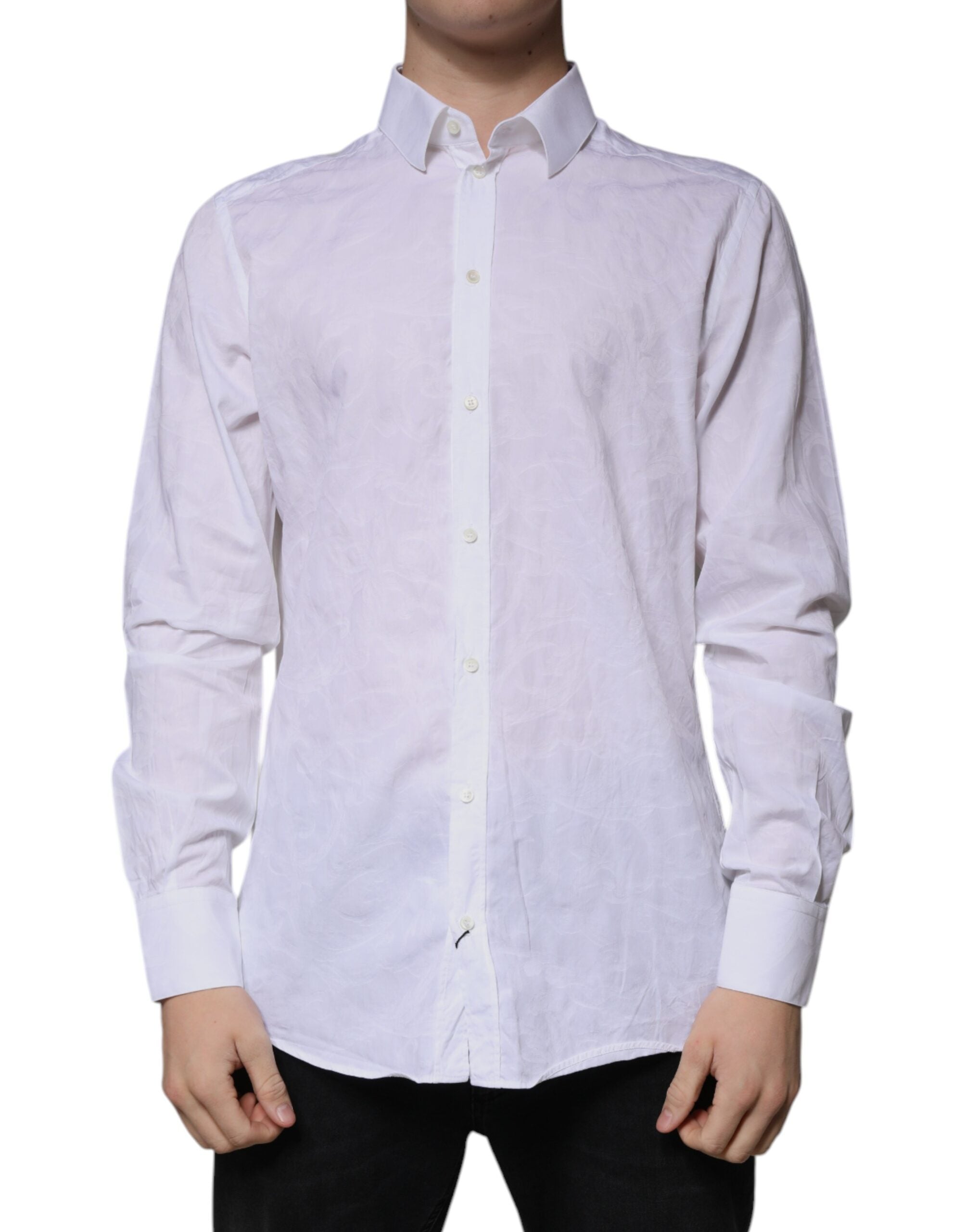 Dolce & Gabbana White Cotton Shirt MARTINI Slim Fit Men